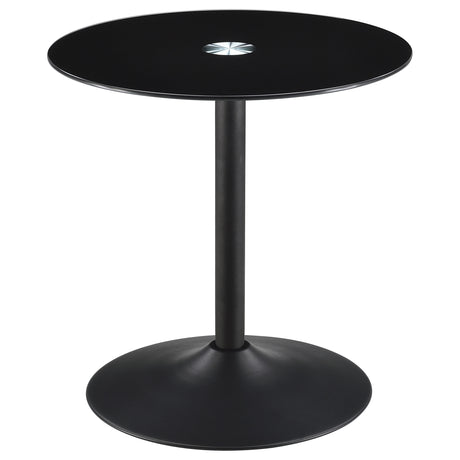 End Table - Ganso Round Metal End Table with Tempered Glass Top Black