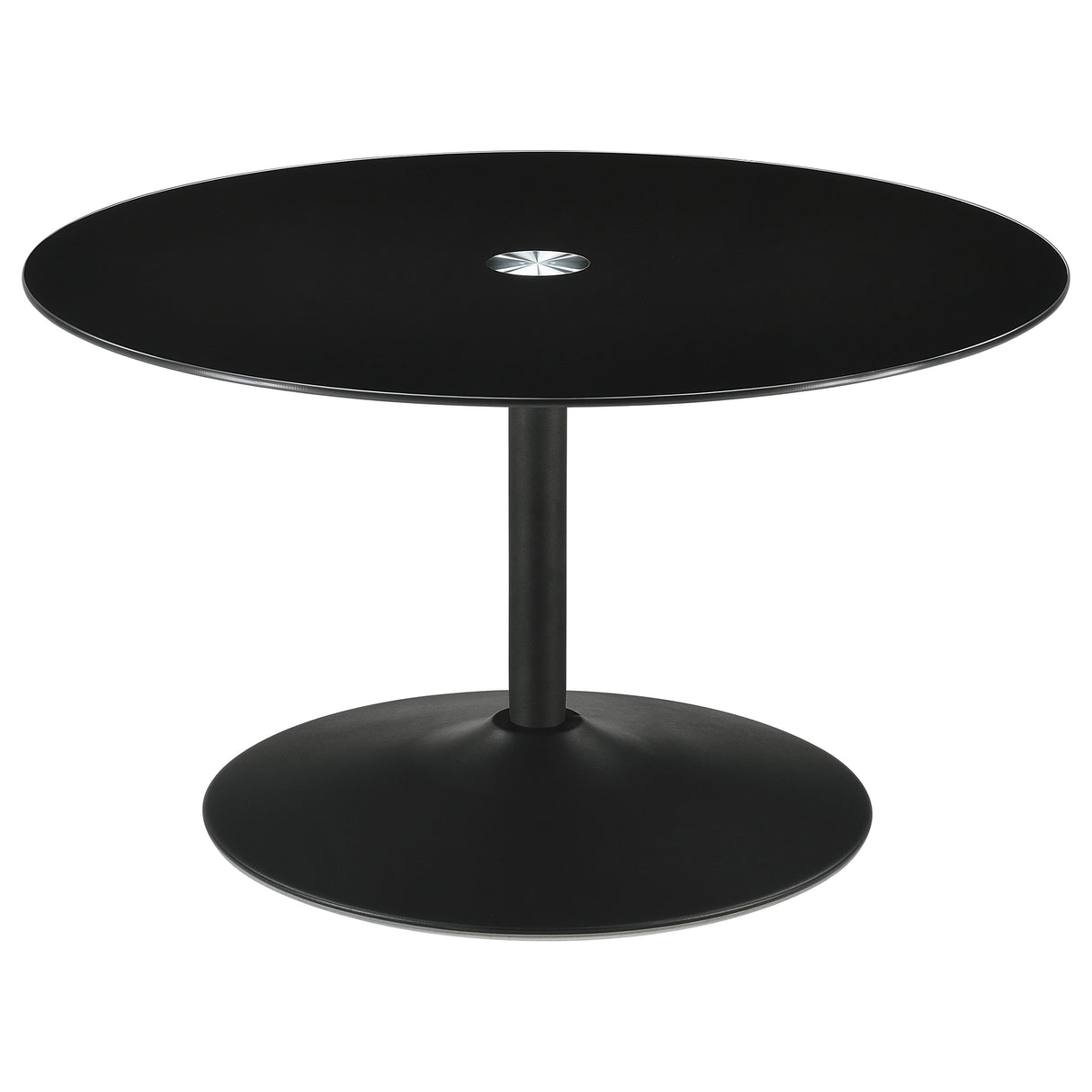 Coffee Table - Ganso Round Metal Coffee Table with Tempered Glass Top Black