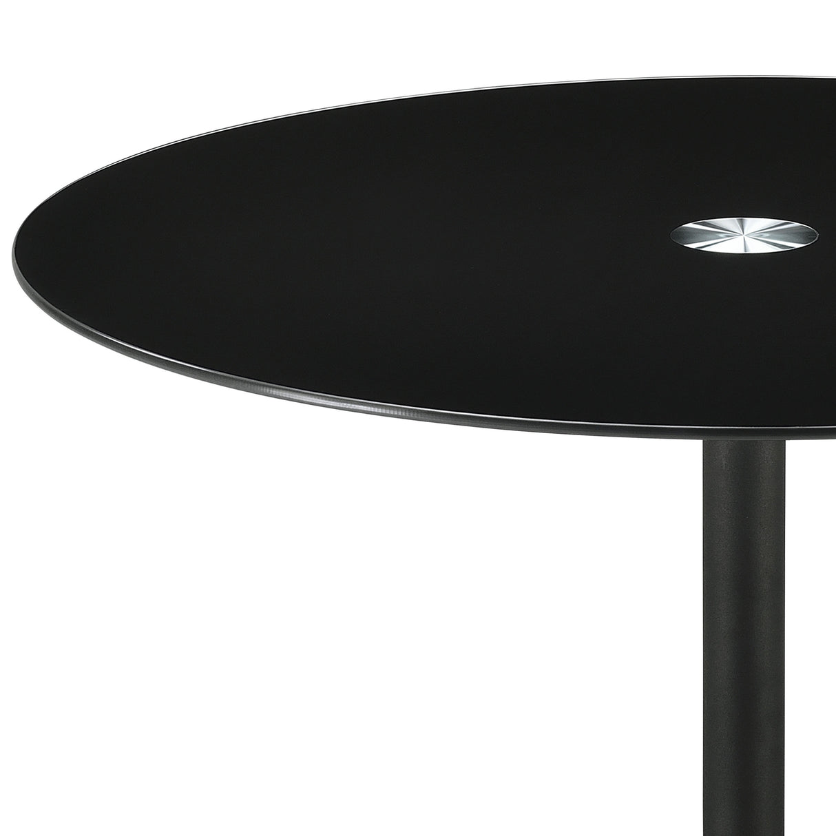 Coffee Table - Ganso Round Metal Coffee Table with Tempered Glass Top Black