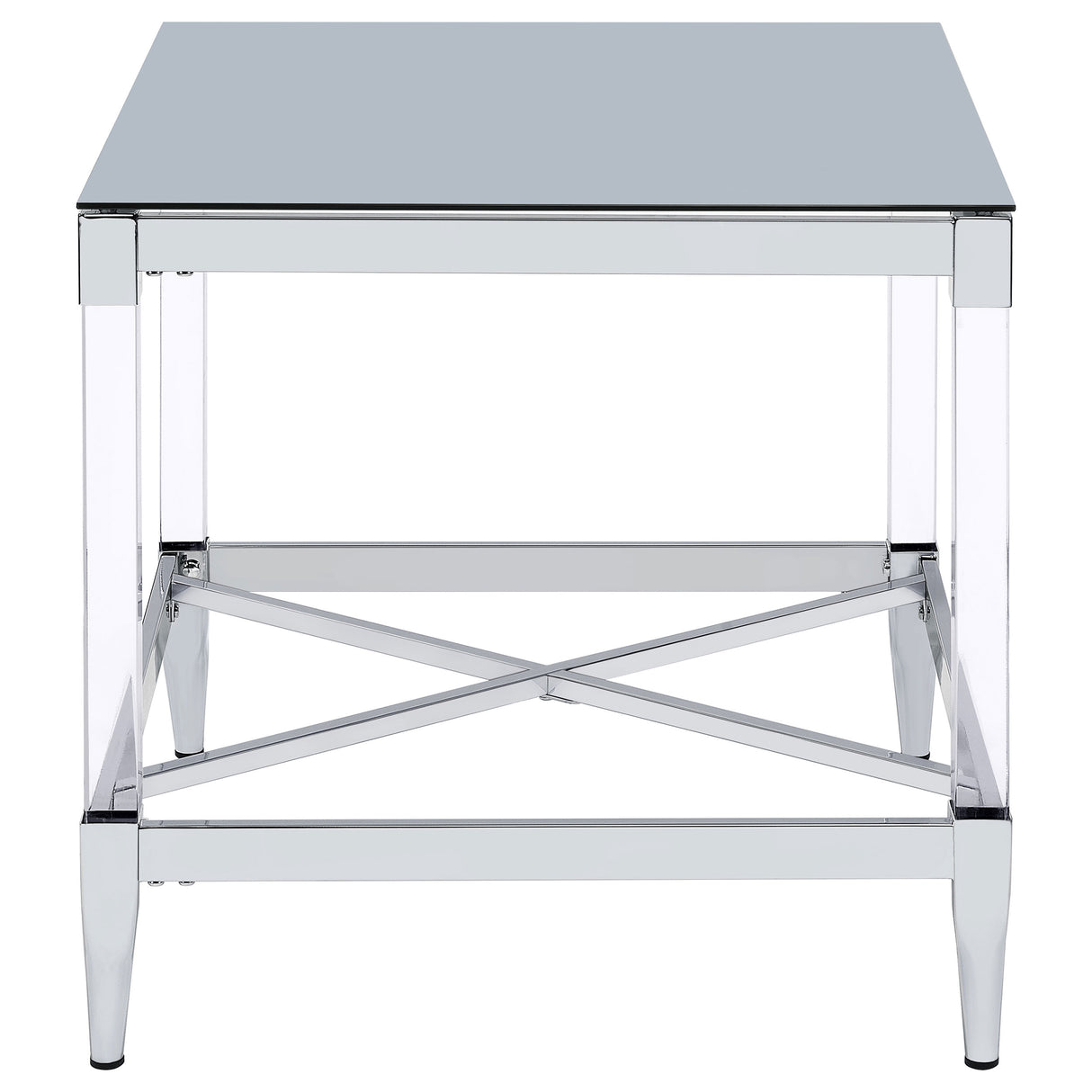 End Table - Lindley Square End Table with Acrylic Legs and Tempered Mirror Top Chrome
