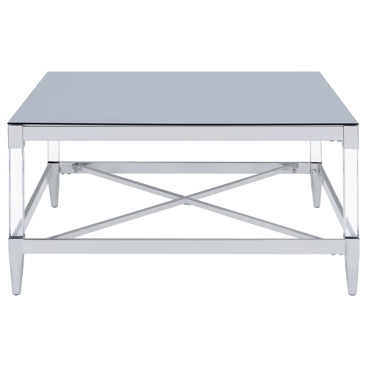 Coffee Table - Lindley Square Coffee Table with Acrylic Legs and Tempered Mirror Top Chrome