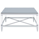 Coffee Table - Lindley Square Coffee Table with Acrylic Legs and Tempered Mirror Top Chrome