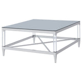 Coffee Table - Lindley Square Coffee Table with Acrylic Legs and Tempered Mirror Top Chrome