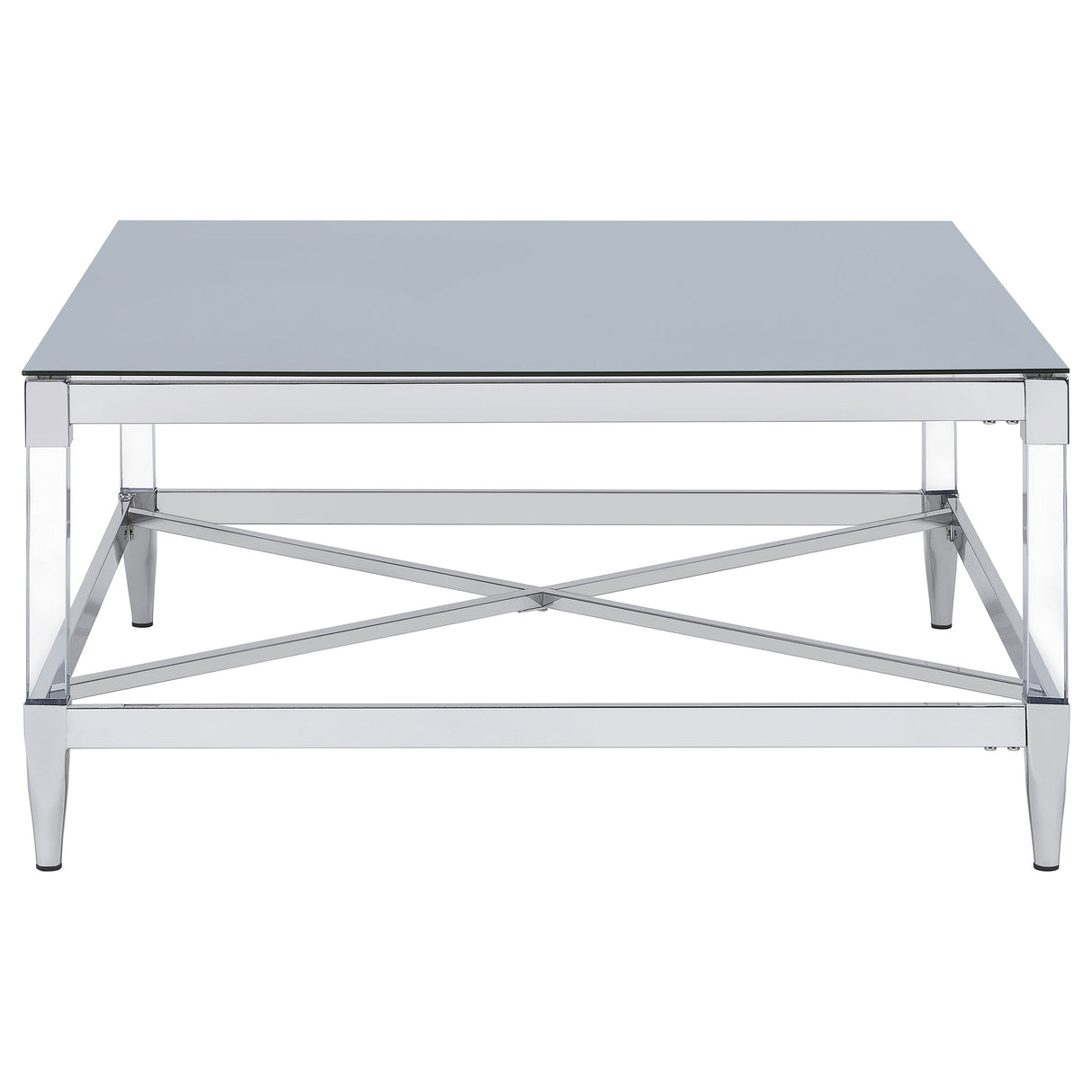 Coffee Table - Lindley Square Coffee Table with Acrylic Legs and Tempered Mirror Top Chrome