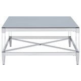 Coffee Table - Lindley Square Coffee Table with Acrylic Legs and Tempered Mirror Top Chrome