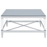 Coffee Table - Lindley Square Coffee Table with Acrylic Legs and Tempered Mirror Top Chrome