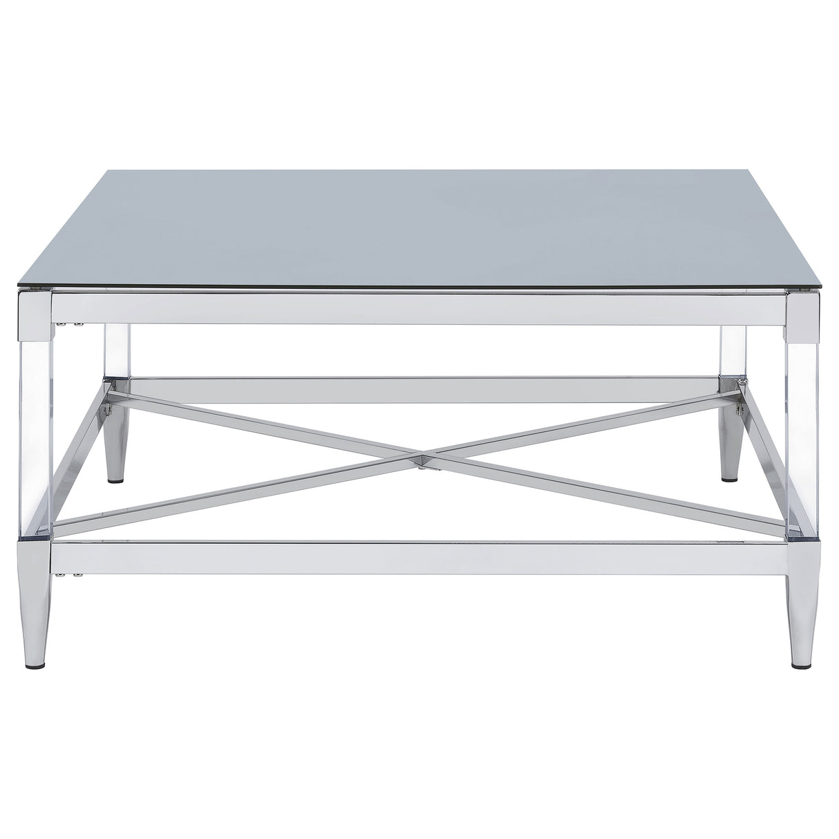 Coffee Table - Lindley Square Coffee Table with Acrylic Legs and Tempered Mirror Top Chrome