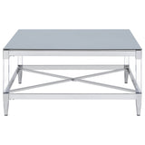 Coffee Table - Lindley Square Coffee Table with Acrylic Legs and Tempered Mirror Top Chrome