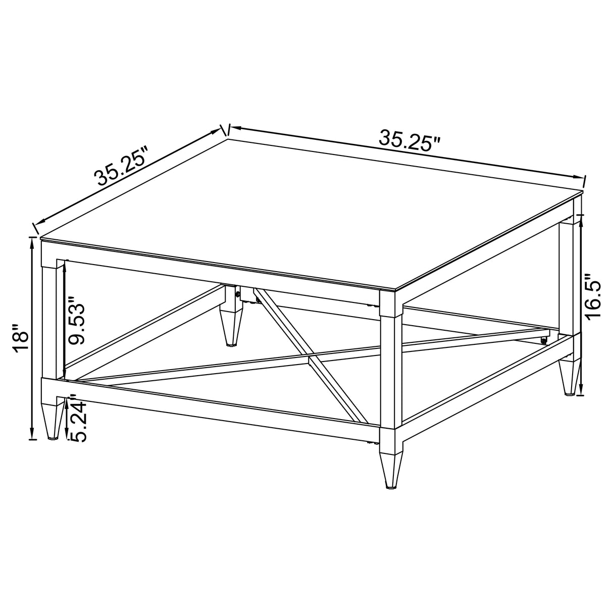 Coffee Table - Lindley Square Coffee Table with Acrylic Legs and Tempered Mirror Top Chrome