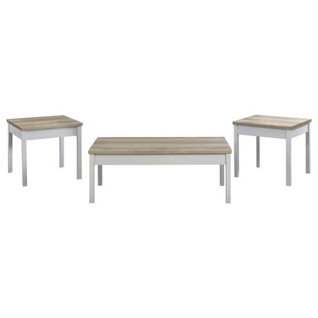 3 Pc Coffee Table Set - Stacie 3 - piece Composite Wood Coffee Table Set Antique Pine and White - 709950 - image - 1