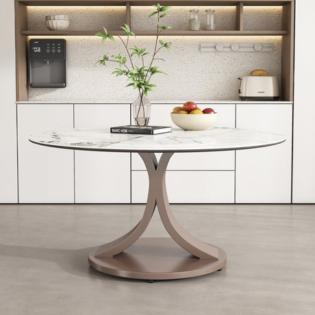 53' Round Dining Table - Scratch & Heat Resistant Sintered Stone Tabletop for Dining Room & Kitchen(6 chairs) - sold by Home Elegance USA
