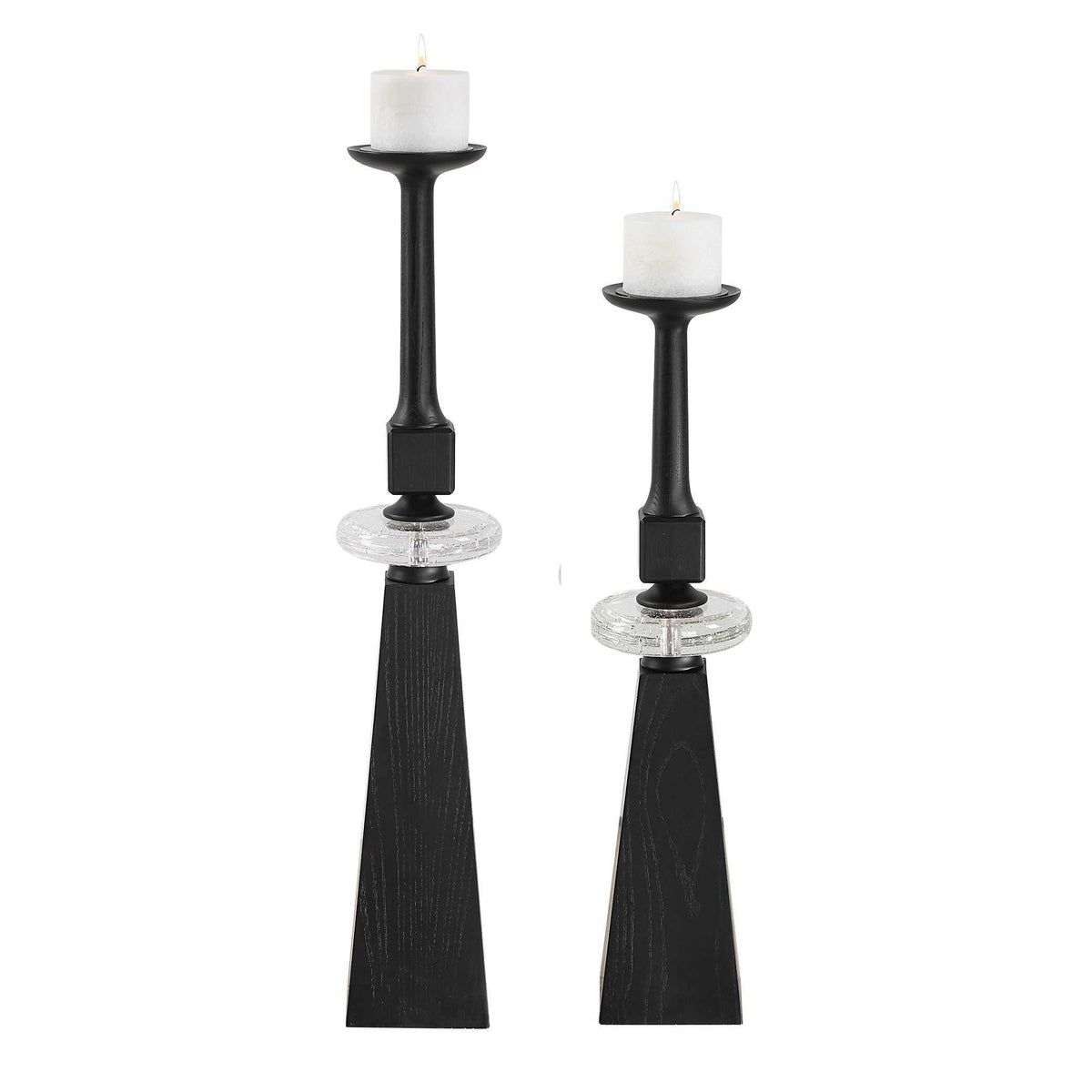 Ebon Glow Floor Candleholders (Set of 2) - Black by Uttermost - View 4