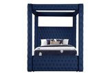 Monica luxurious Four-Poster Queen 5 Pc Bedroom Set Made with Wood in Navy - Home Elegance USA