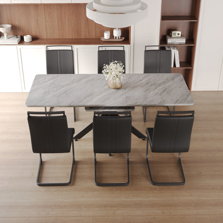 62.4' extendable 78.15' dining Table Set for 6-8 Person for Dining Room,C-shaped Tube Soft padded armless dining chair and Very large Dining Room Table Kitchen Table Chair Set with metal Legs - sold by Home Elegance USA