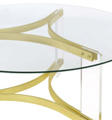 Coffee Table - Janessa Round Glass Top Coffee Table With Acrylic Legs Clear and Matte Brass