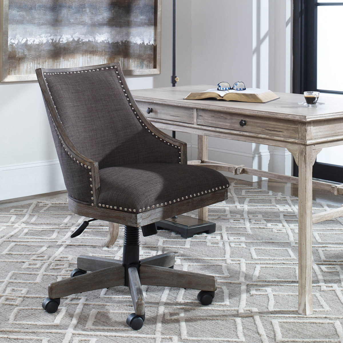 Aidrian Desk Chair Charcoal - Dark Gray by Uttermost - View 2