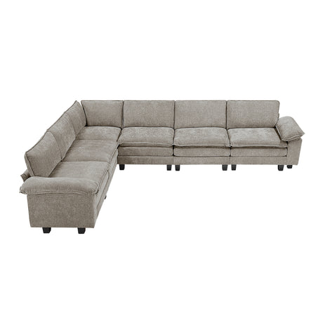 Modern Contemporary 6-Piece Modular Sectional Sofa Set Plush Comfort Chenille Upholstery Living Room Furniture Durable Plywood - sold by Home Elegance USA