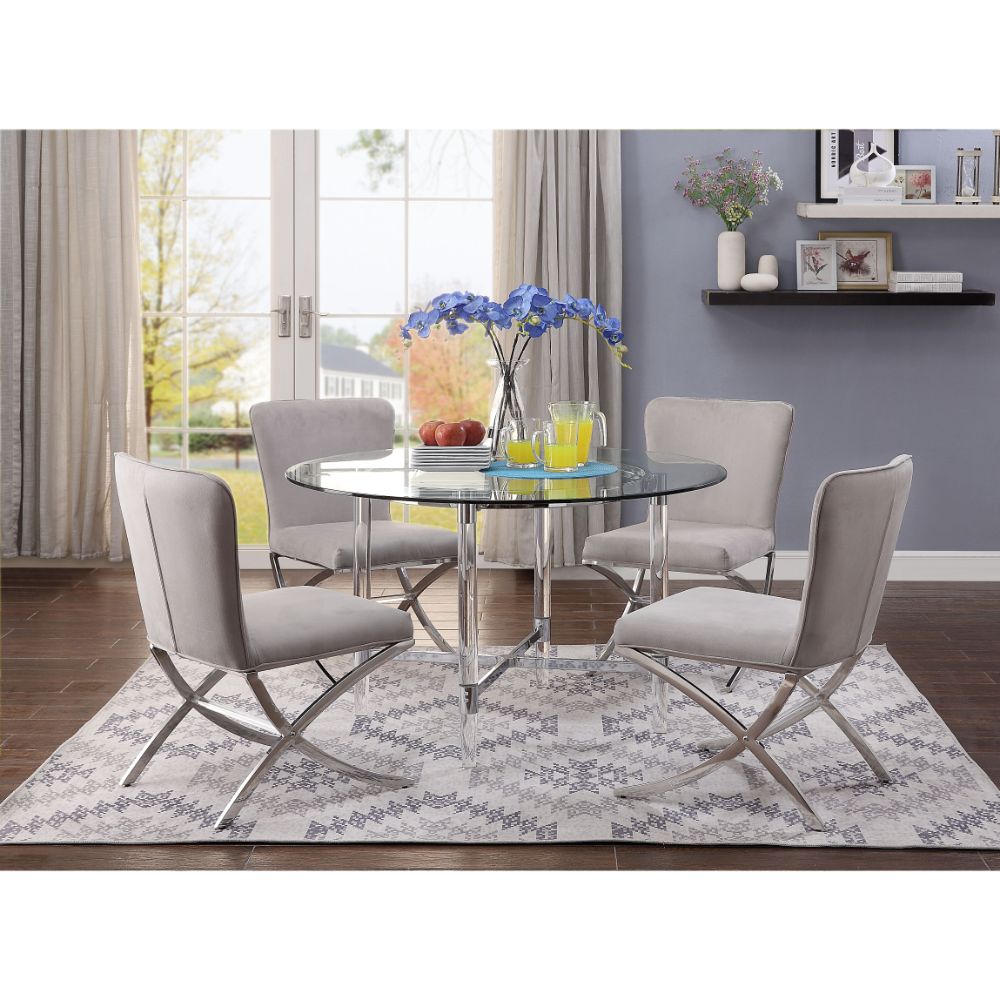 Daire Dining Table 71180 Clear Glass Top & Chrome Finish | Acme - 71180 - Home Elegance USA - 2