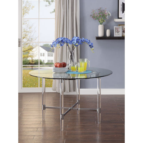 Acme - Daire Dining Table 71180 Clear Glass Top & Chrome Finish