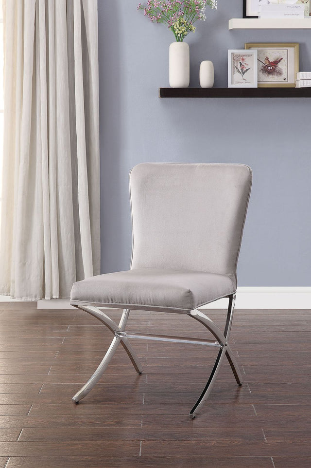 Acme - Daire Side Chair (Set-2) 71182 Beige Velvet & Chrome Finish