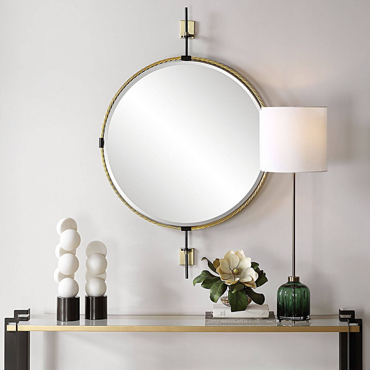 Guardrail Round Mirror - Gold by Uttermost - View 2