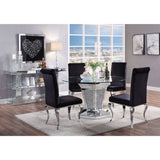 Acme - Noralie Dining Table 71285 Mirrored, Faux Diamonds & Clear Glass Top Finish