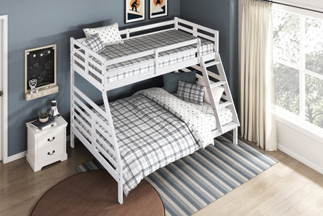 Twin over Full Bunk Bed 1pc Classic White Finish Youth Bedroom Furniture Durable Wood - sold by Home Elegance USA