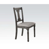 Acme - Wallace Side Chair (Set-2) 71437 Tan Linen & Weathered Gray Finish