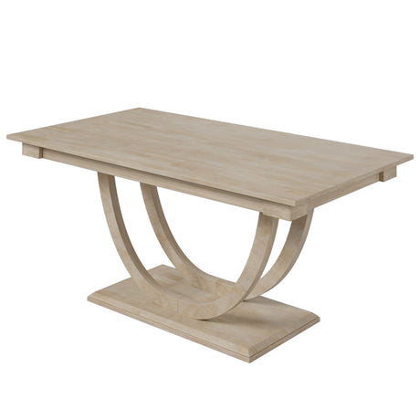 TOPMAX Modern Style Natural Wood 6-Piece Dining Table Set with Bench and Chairs, Upholstered Seats, Rubberwood Frame - sold by Home Elegance USA