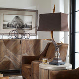 Stag Horn Dark Shade Table Lamp - Dark Brown / Dark Gray by Uttermost - View 2