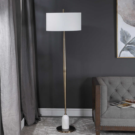 Minette Mid-Century Floor Lamp - Gold / White by Uttermost - View 4