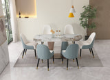 71" Pandora color sintered stone dining table with 6 pcs Chairs | Home Elegance USA