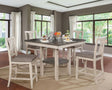 Dining Room Rustic Style Antique White 5pc Dining Set Counter Height Table w Shelf Unique High Chairs Furniture - sold by Home Elegance USA