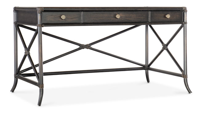 Retreat Pole Rattan Writing Desk - Black / Dark Brown by Hooker Furniture - View 1