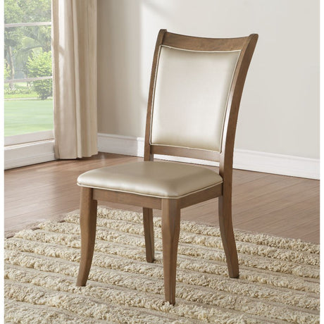 Acme - Harald Side Chair (Set-2) 71767 Beige Synthetic Leather & Gray Oak Finish