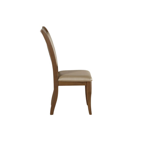 Acme - Harald Side Chair (Set-2) 71767 Beige Synthetic Leather & Gray Oak Finish