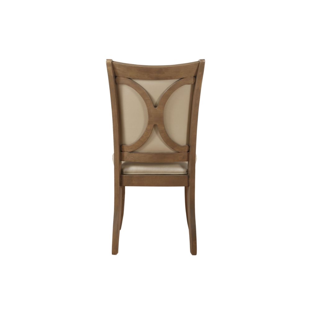 Acme - Harald Side Chair (Set-2) 71767 Beige Synthetic Leather & Gray Oak Finish