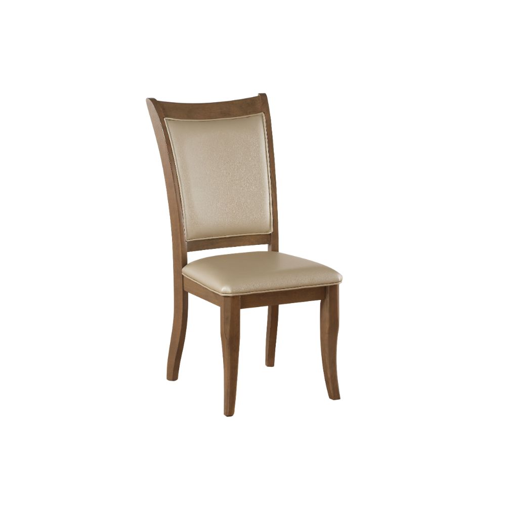 Acme - Harald Side Chair (Set-2) 71767 Beige Synthetic Leather & Gray Oak Finish