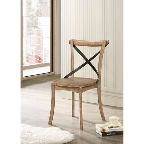 Acme - Kendric Side Chair (Set-2) 71777 Rustic Oak Finish