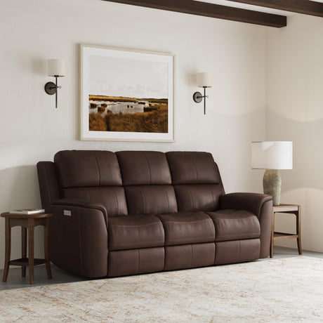 Henry Power Reclining Sofa With Power Headrests & Lumbar - Burnt Umber | Flexsteel