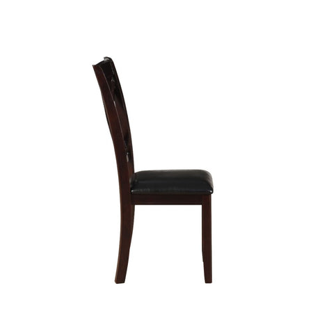 Acme - Katrien Side Chair (Set-2) 71857 Black Synthetic Leather & Espresso Finish