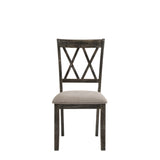 Acme - Claudia II Side Chair (Set-2) 71882 Beige Fabric & Weathered Gray Finish