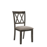 Acme - Claudia II Side Chair (Set-2) 71882 Beige Fabric & Weathered Gray Finish