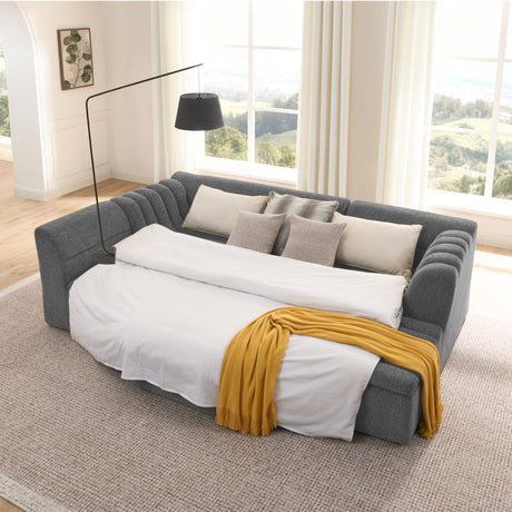 135' U-Shaped Modular Sectional Sofa with Chaise and Movable Ottoman for Living Room, Chenille Upholstered Boneless Couches with Wave-Shaped Armrest, No Pillows Included - sold by Home Elegance USA