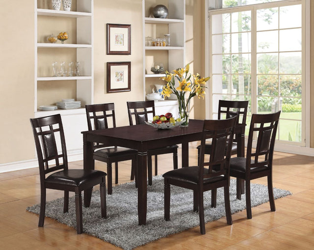 Acme - Sonata 7PC Dining Set 71955 Espresso Synthetic Leather & Espresso Finish