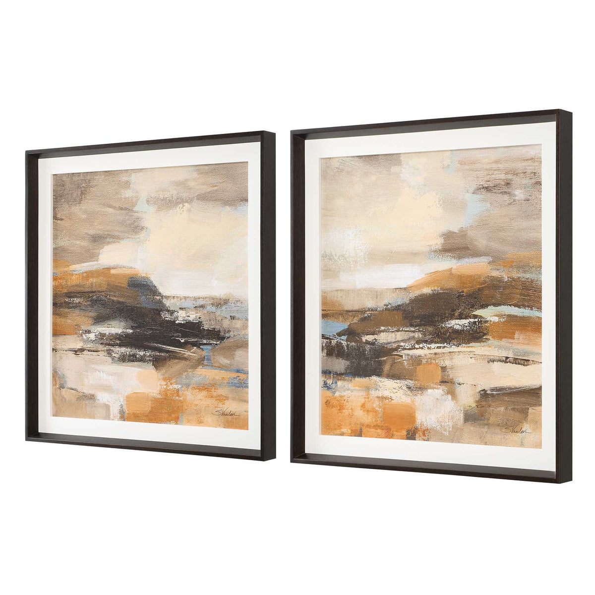 Cinnamon Shore Framed Prints (Set of 2) - Dark Brown by Uttermost - View 4