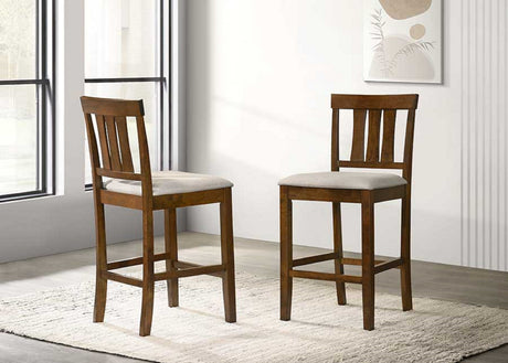Beautiful Cherry Color Counter Height 5Pc Dining Set Pub Height Square Dining Table Cream Upholstered Chair Dining Room Set Wooden - sold by Home Elegance USA