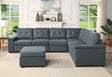 Isla 119' Gray Woven Fabric 7-Seater Sectional Sofa with Ottoman - sold by Home Elegance USA