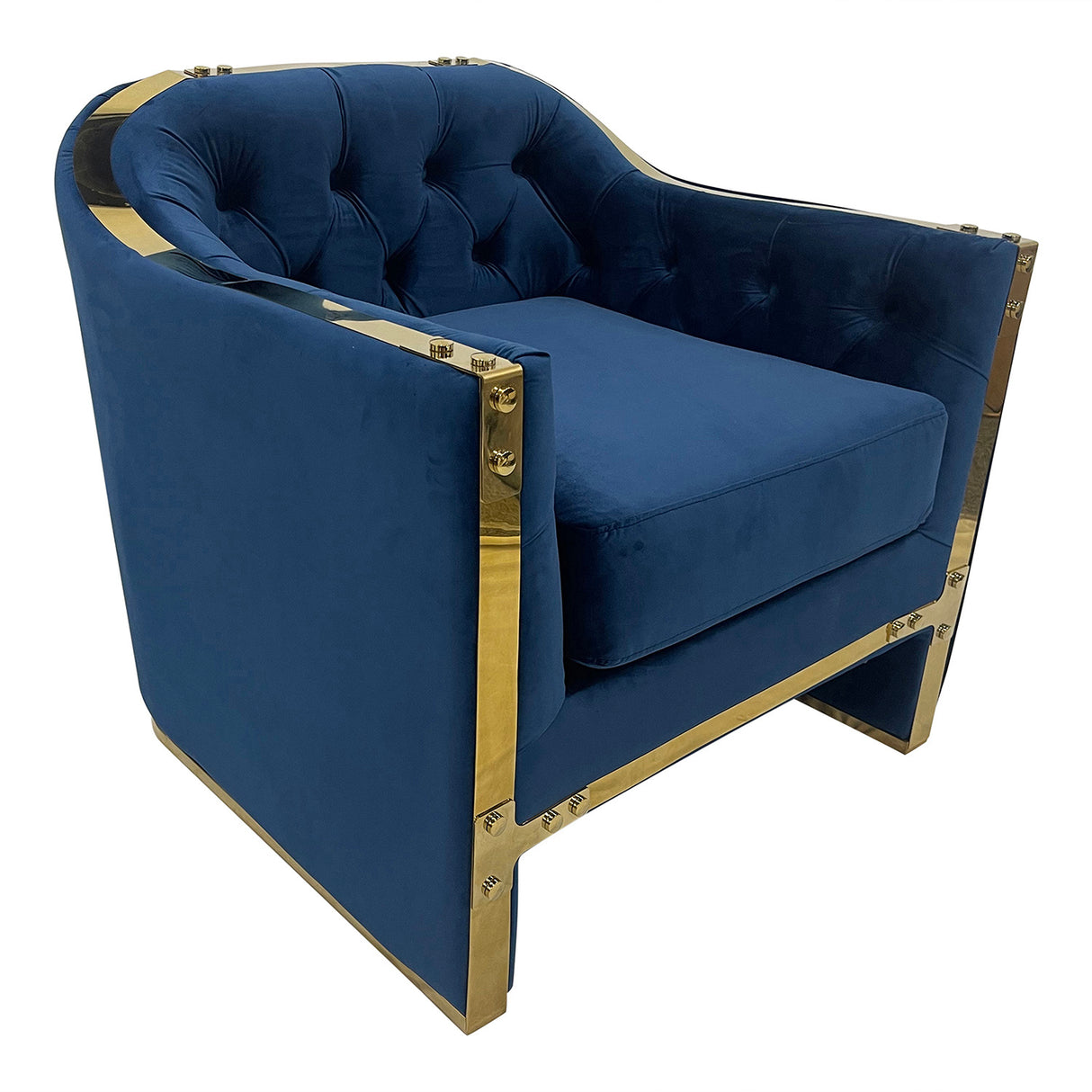 Navy and Gold Sofa Chair - Home Elegance USA