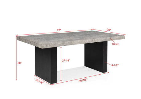 5pc Dining Set Weathered Gray Rectangular Table Dark-finished Base Upholstered Chair Wooden Dining Room Furniture - sold by Home Elegance USA